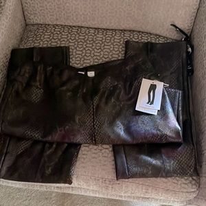 Straight leg multi color snake print.